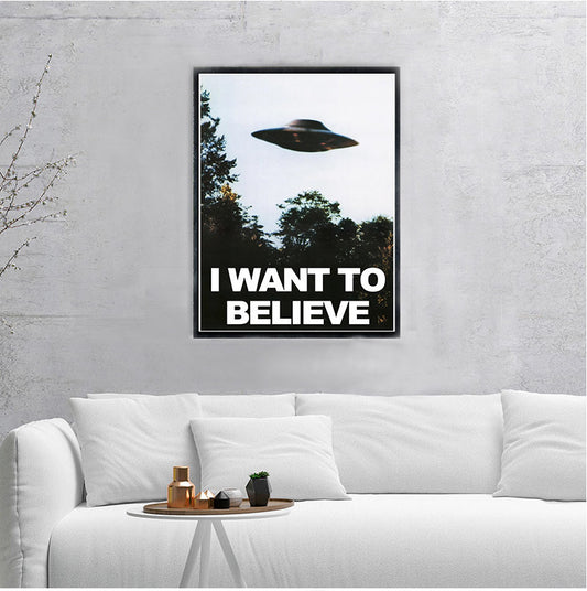 "UFO Poster 'I Want to Believe': Wall Art Inspired by the Mysteries of the Sky"