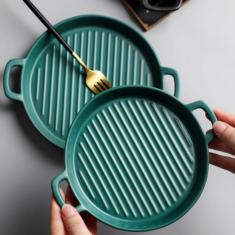 Ceramic Serving Plate with Handles - Versatile Design