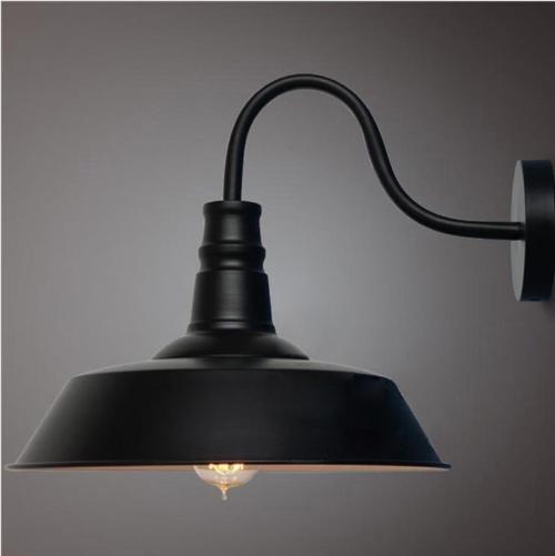 Retro Wall Lamp in Wrought Iron, E27 Lighting, 220V, 26 cm/36 cm Shade