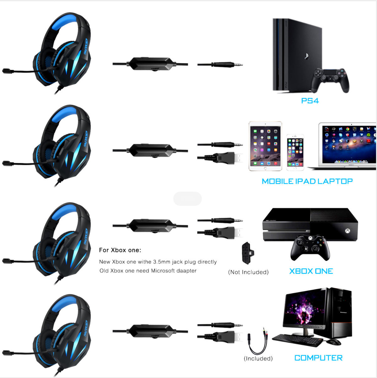 Wired Gaming Headset With Luminous Function