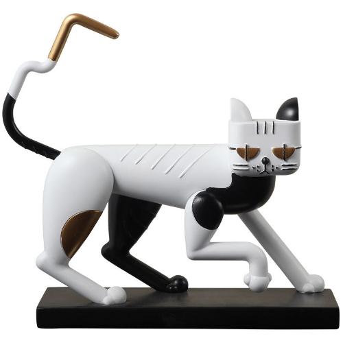 Abstract Resin Cat Sculpture - Creative Animal Ornament for Living Room and Desktop Decoration