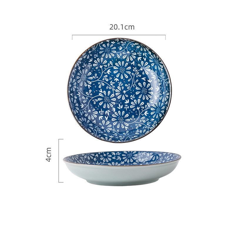 "Japanese-Style Ceramic Plates - Everyday Dining with Nature-Inspired Designs"