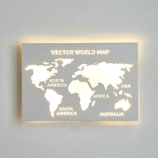 "Lámpara de pared con mapa del mundo retroiluminada"