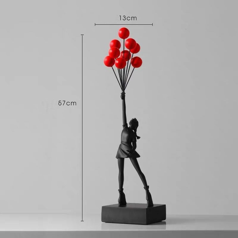 Statua Banksy "Flying Balloon Girl" - Decorazione Moderna in Resina Naturale