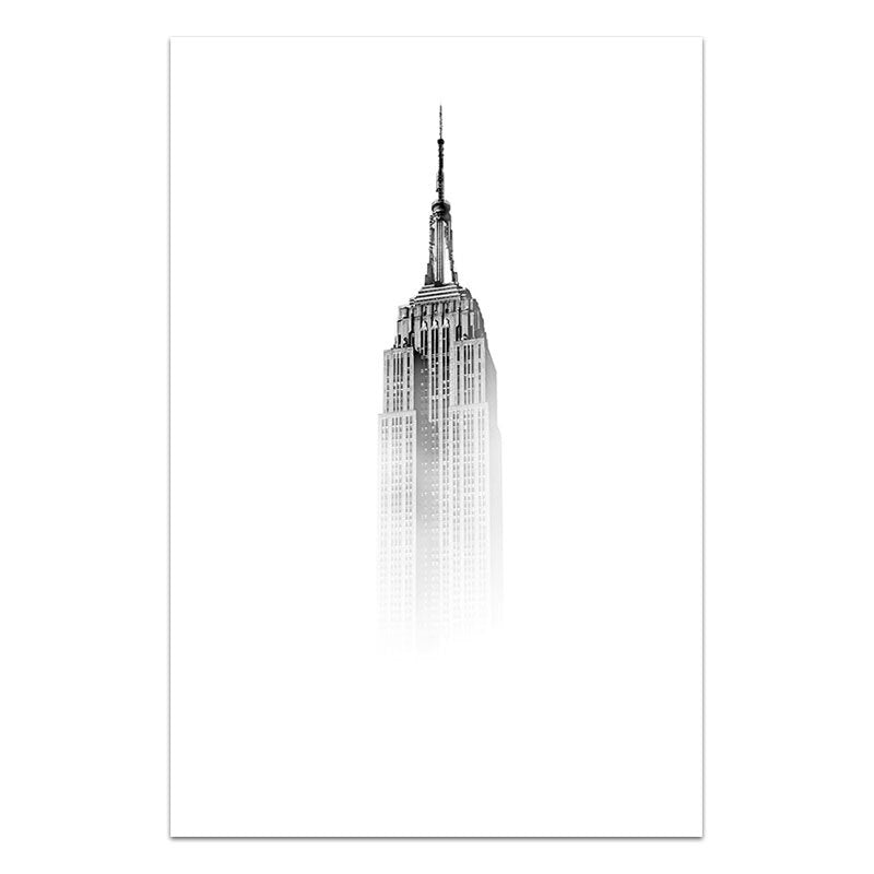 "Modern New York City Black and White Canvas Art Prints - Frameless Wall Art for Living Room Decor"