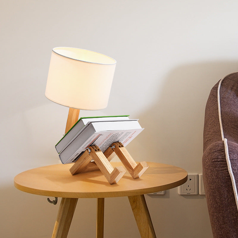 Lampada da scrivania  in legno  e stoffa Semplice regalo moderno 