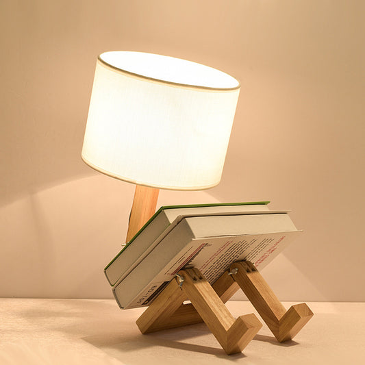 Lampada da scrivania  in legno  e stoffa Semplice regalo moderno 
