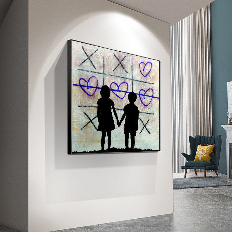 "Street Art Love Canvas Painting - 100x100 cm, impermeabile, graffiti, decorazione da parete per soggiorno"