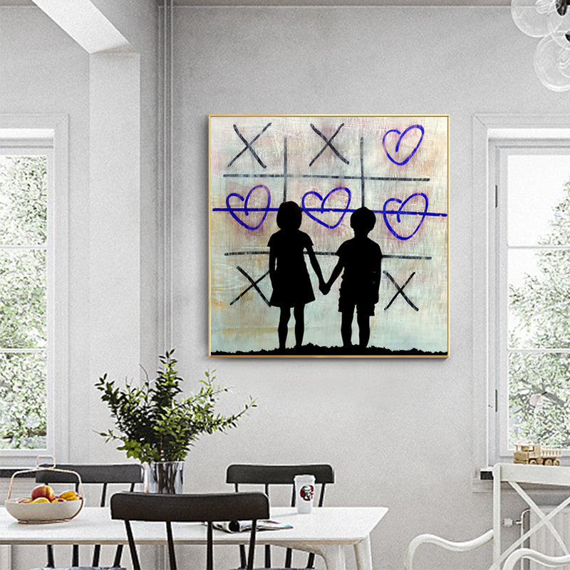 "Street Art Love Canvas Painting - 100x100 cm, impermeabile, graffiti, decorazione da parete per soggiorno"