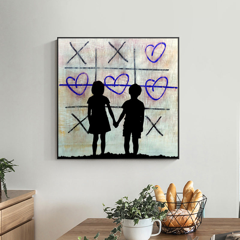 "Street Art Love Canvas Painting - 100x100 cm, impermeabile, graffiti, decorazione da parete per soggiorno"