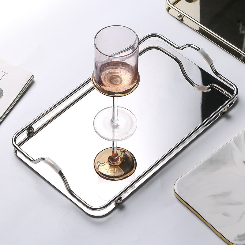 Rectangular Stainless Steel Tray with Double Handles - Classic Style