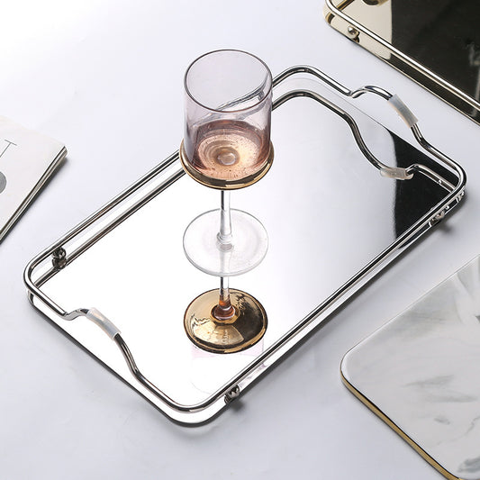 Rectangular Stainless Steel Tray with Double Handles - Classic Style