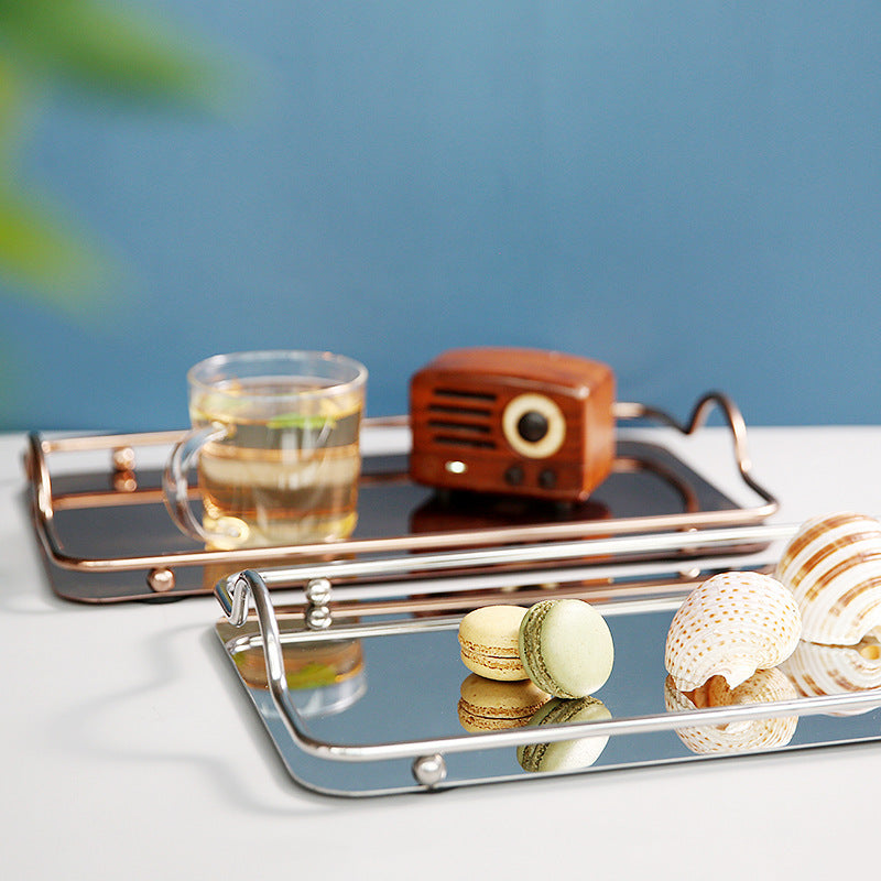 Rectangular Stainless Steel Tray with Double Handles - Classic Style