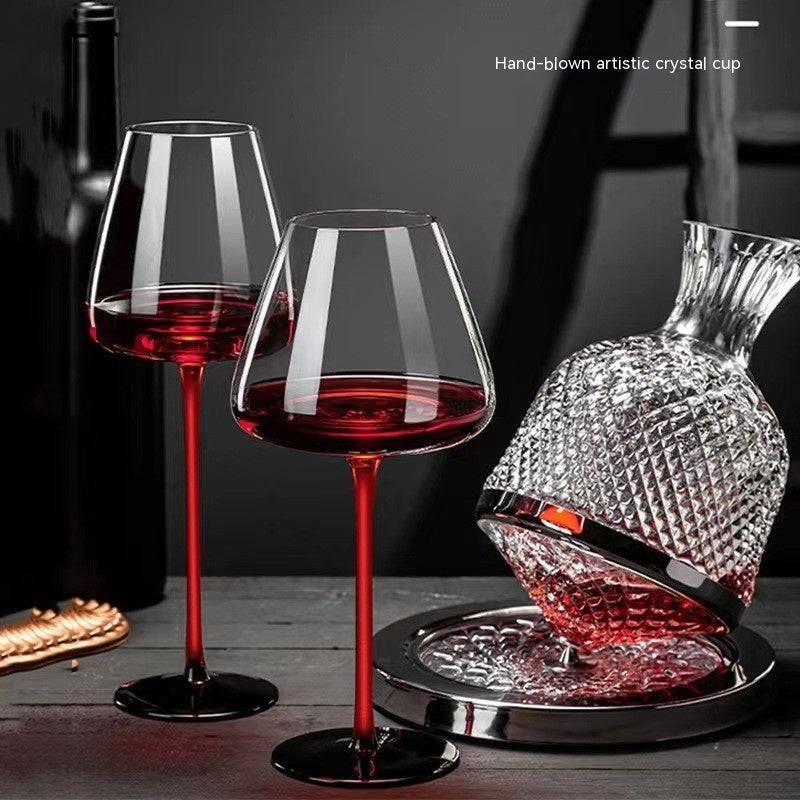 Elegant Glass Gyro Wine Decanter with Choice of Silver/Gold Finish