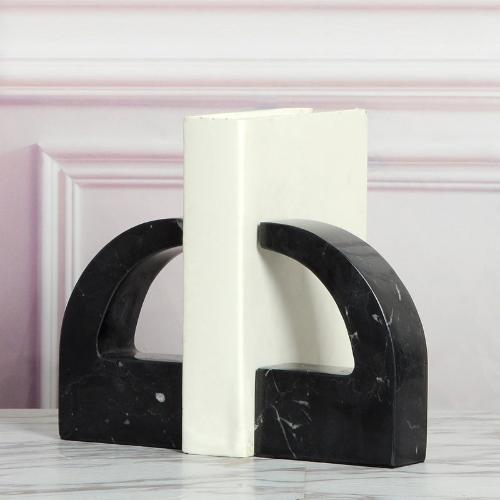 Minimalist Marble Bookend | Modern Green and Black Design for Bookshelf