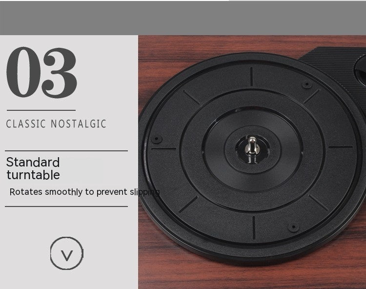 Bluetooth Turntable with Built-in Speaker and Wood Grain Finish