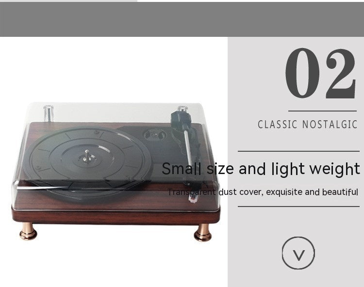 Bluetooth Turntable with Built-in Speaker and Wood Grain Finish