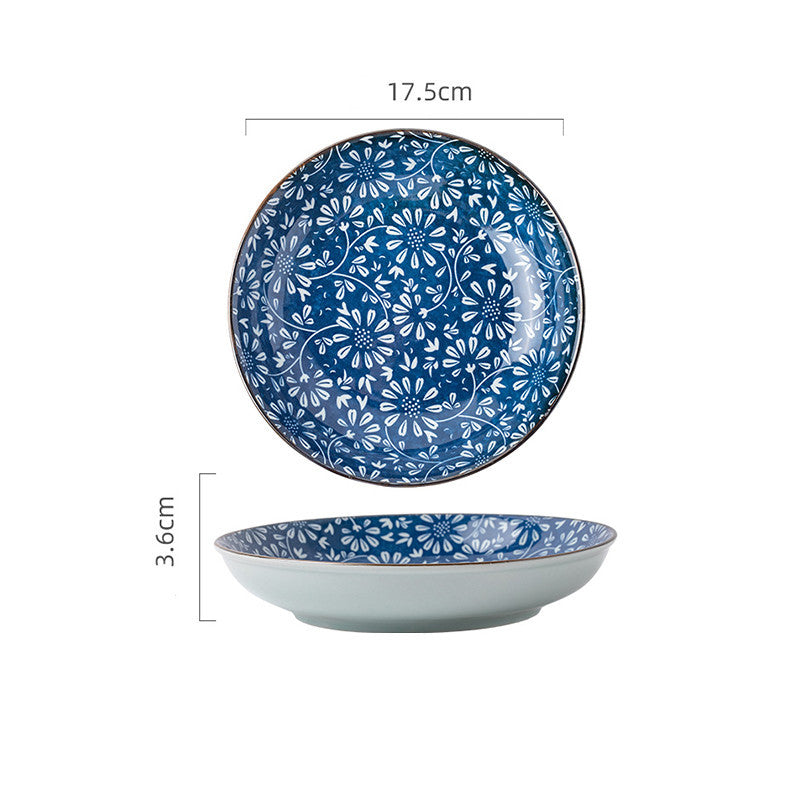 "Japanese-Style Ceramic Plates - Everyday Dining with Nature-Inspired Designs"