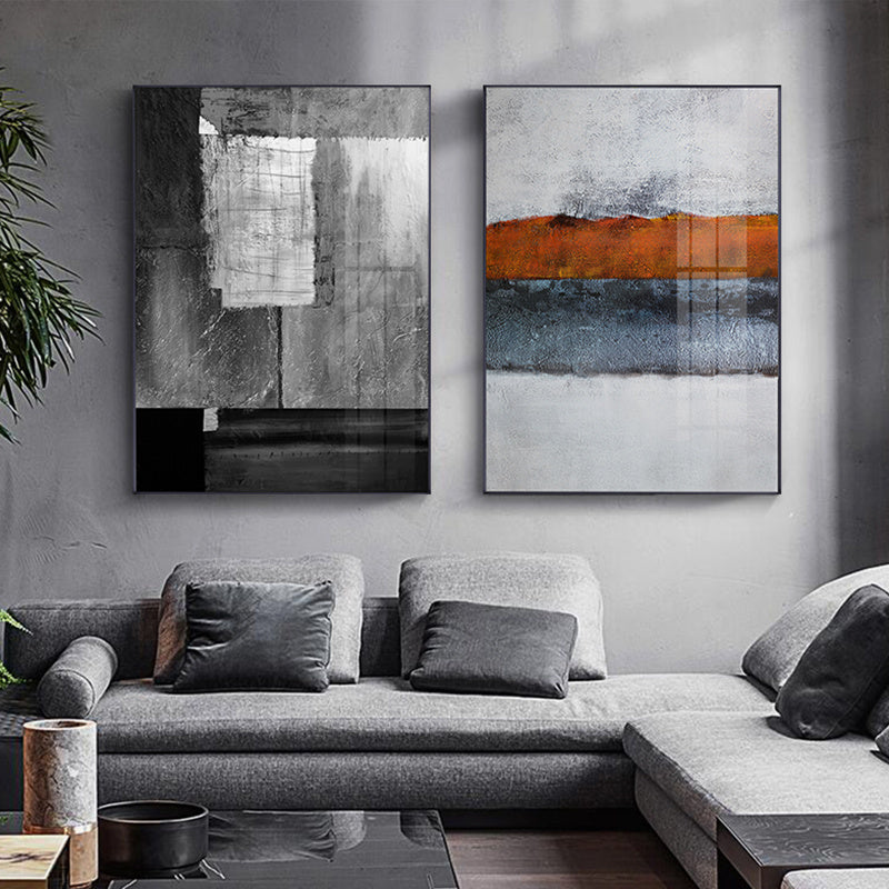 Scandinavian Abstract Gray Wall Art Canvas - Modern Design for Home Decor