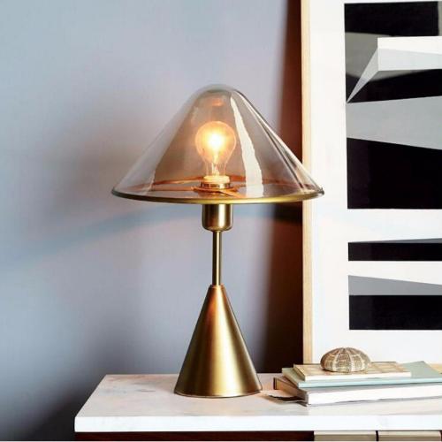 Postmodern Minimalist Brass and Glass Desk Lamp – Norwegian Design