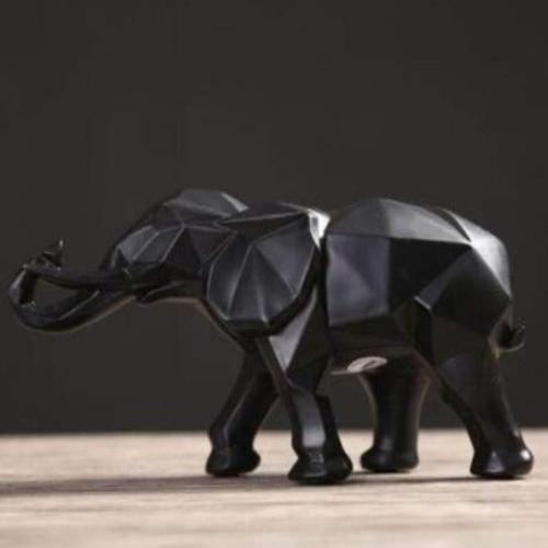 "Geometric Elephant Statue in Resin | Modern Decorative Art Piece"