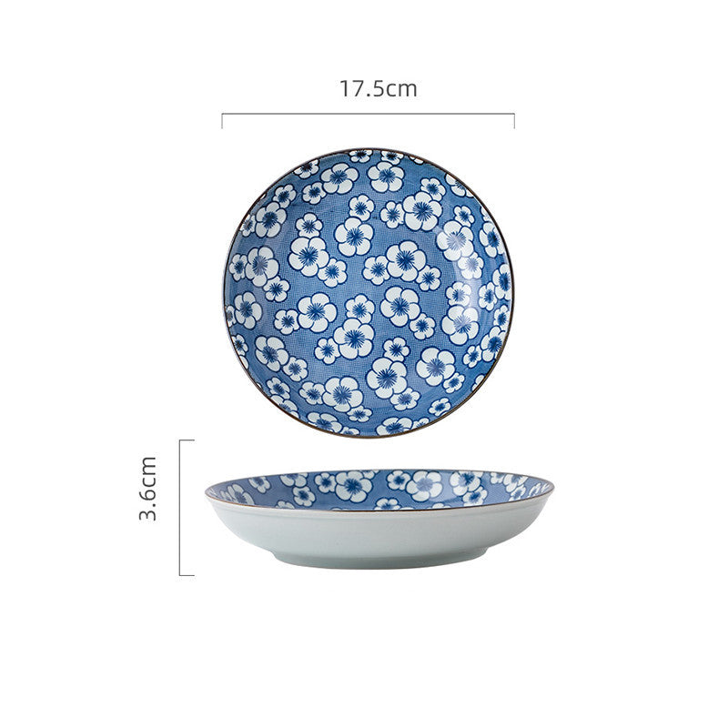 "Japanese-Style Ceramic Plates - Everyday Dining with Nature-Inspired Designs"