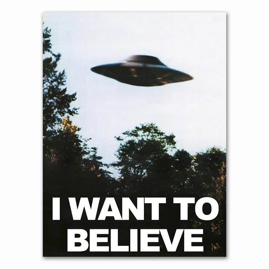 'UFO-juliste 'Haluan uskoa''