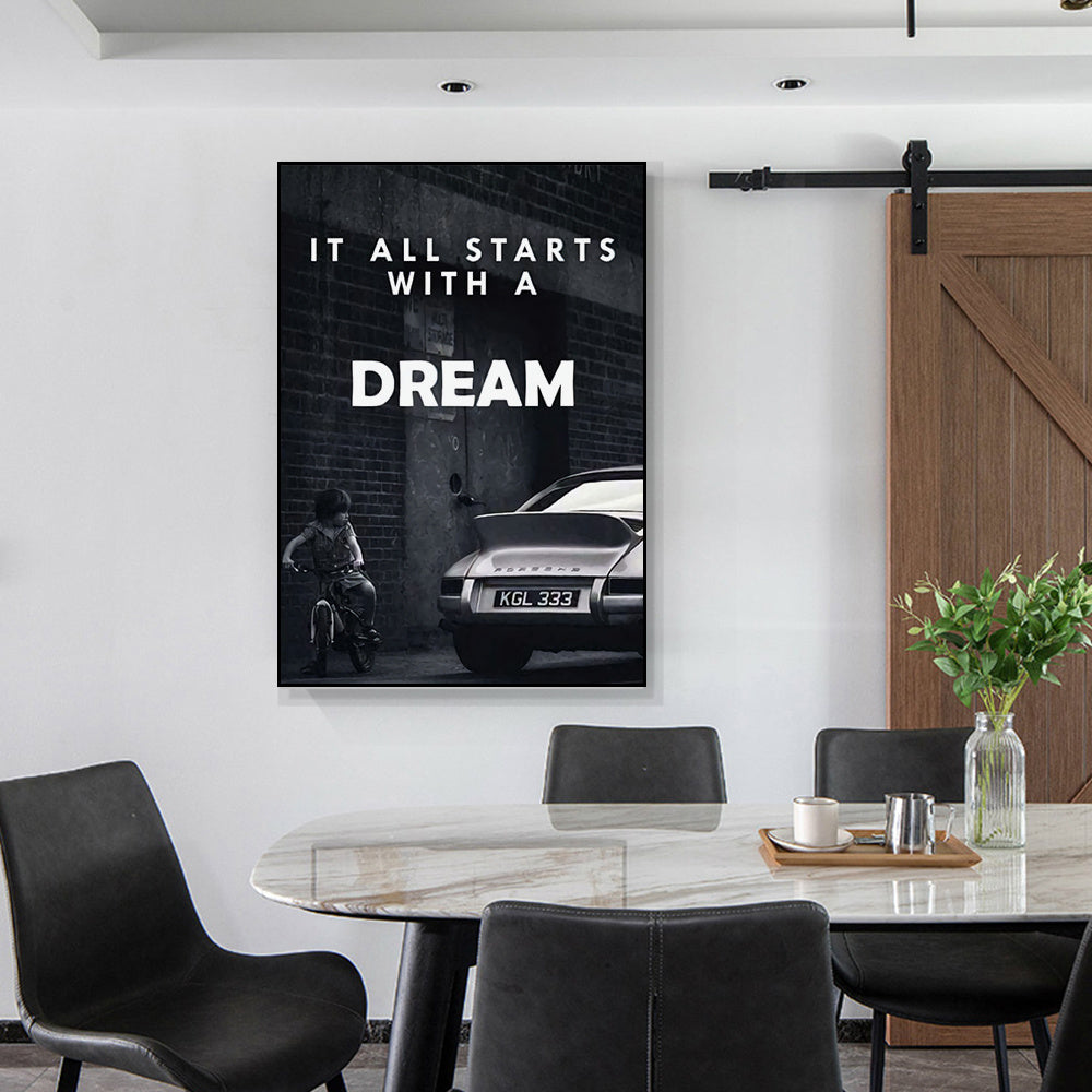 Canvas Print - Motivational Design "It All Starts with a Dream" - Modern Home Decor