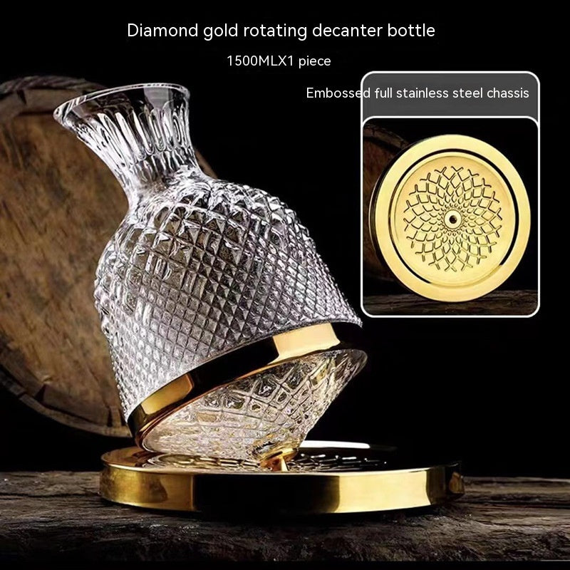 Elegant Glass Gyro Wine Decanter with Choice of Silver/Gold Finish