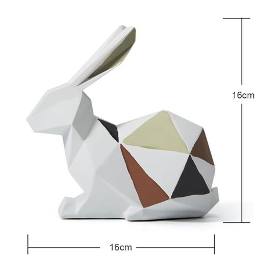 "Geometric Animal Sculptures | Modern Resin Rabbit and Cat Figurines for Home Decor"