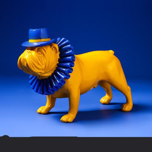 Colorful English Bulldog Resin Sculpture – Creative Graffiti Style Dog Statue