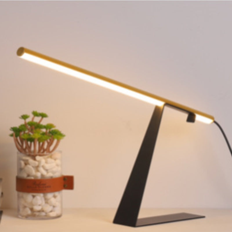 "Lámpara de mesa de estudio geométrica elegante y moderna con poste extendido"