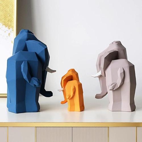 "Family of Elephants Sculpture | Elegant Animal Figurine for Home Decor"