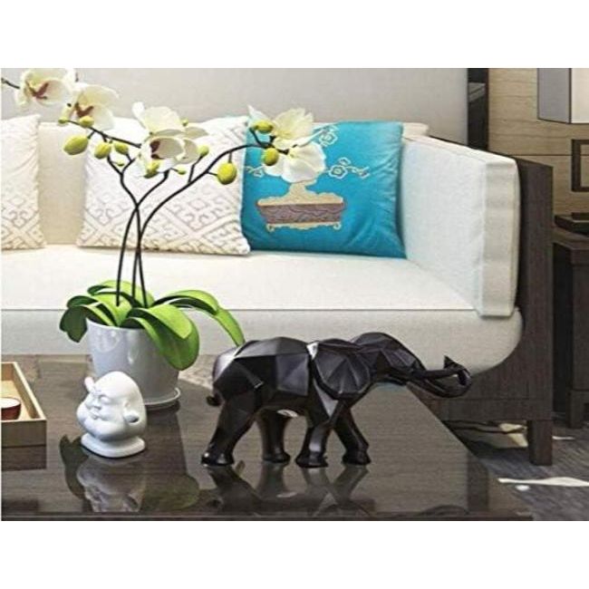 "Geometric Elephant Statue in Resin | Modern Decorative Art Piece"