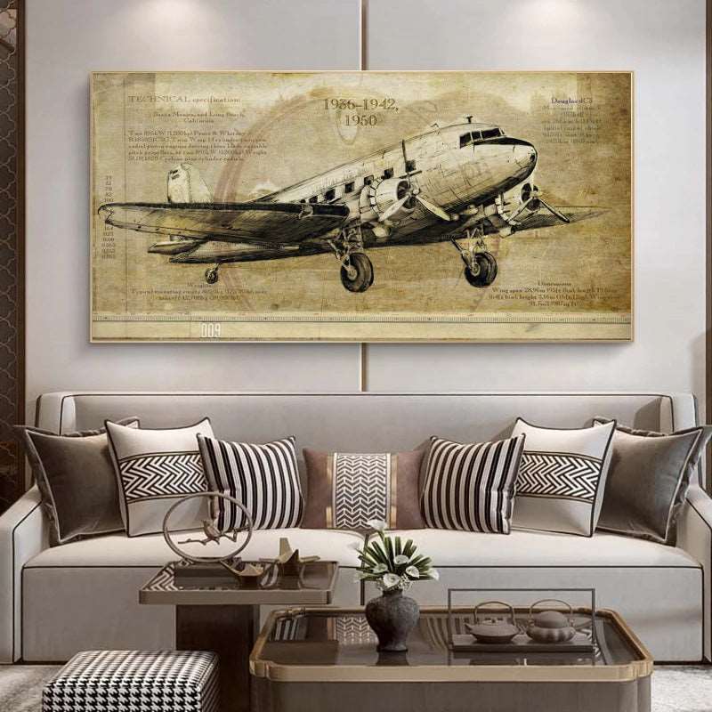 Galleria369-Vintage Airplane Print Poster Canvas Painting