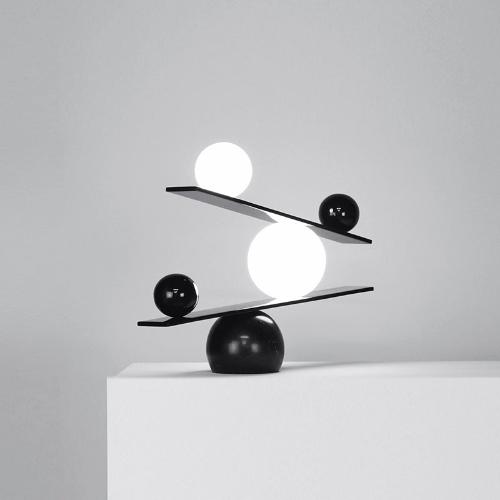 Balance Table Lamp - Modern Style Table Lamp with Marble and Glass Base