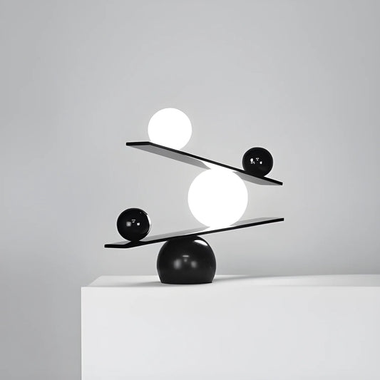 Balance Table Lamp - Modern Style Table Lamp with Marble and Glass Base - lamp light