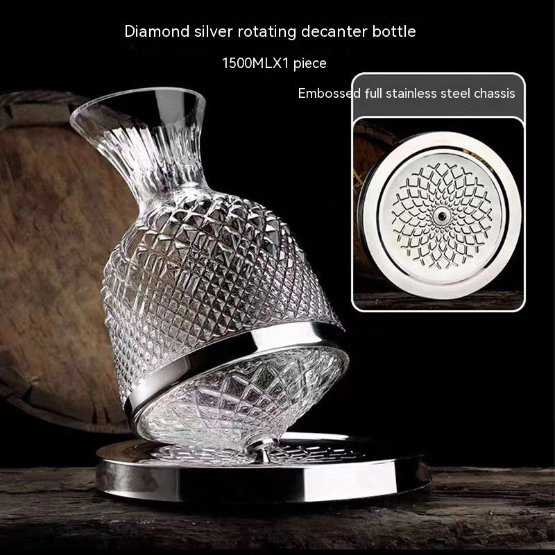 Elegant Glass Gyro Wine Decanter with Choice of Silver/Gold Finish