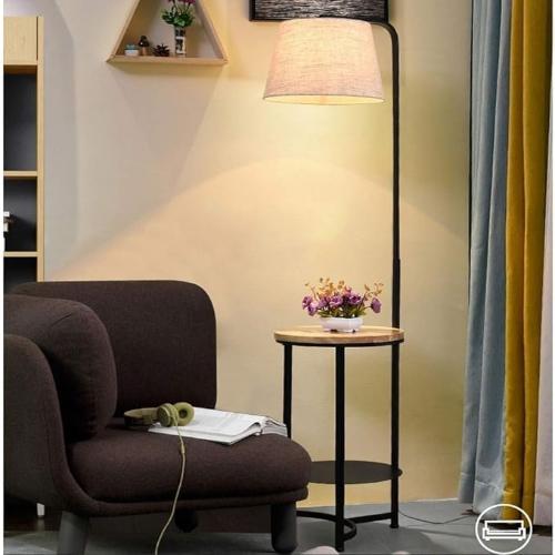 "DaQi Vertical Table Lamp with Side Table – Elegant Design and Functionality for Living Room and Bedroom"