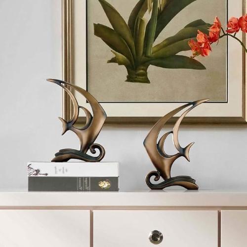 Home Creative Living Room Decorations - Resin Fish Figures for Modern Decor Creative Living Room Decorations