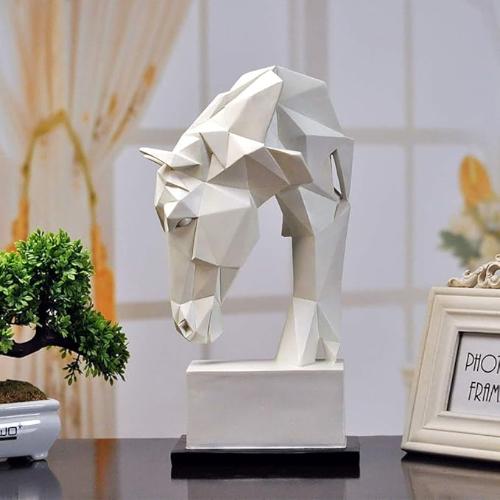 "Modern Geometric Sculpture - White Horse Head Available in Three Sizes"