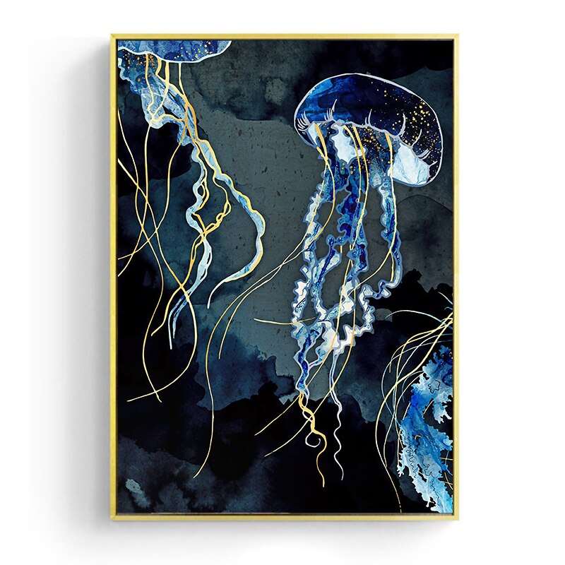 Galleria369-"Jellyfish Minimalist  Canvas Painting"