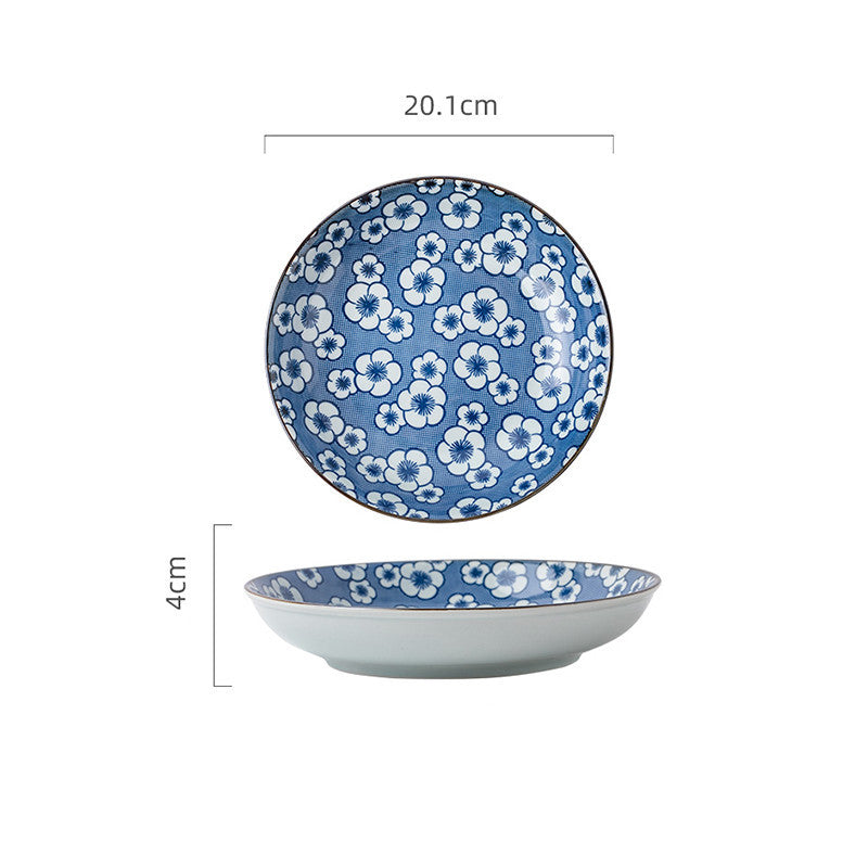 "Japanese-Style Ceramic Plates - Everyday Dining with Nature-Inspired Designs"