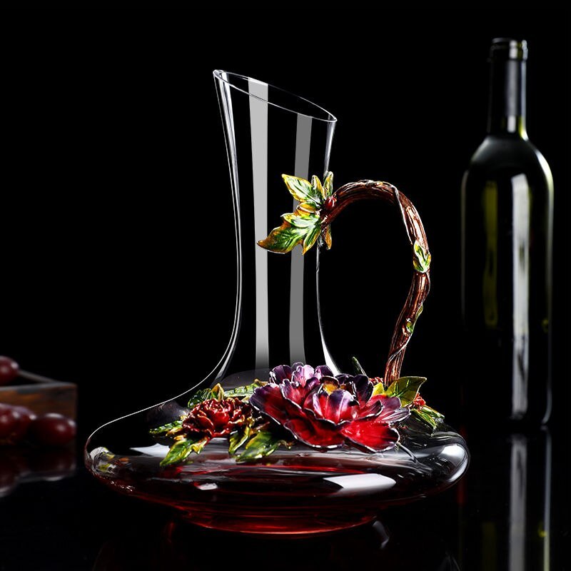 "Elegant Glass Decanter Set with Decorated Wine Glasses | Perfect for Special Occasions"