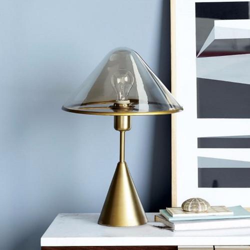 Postmodern Minimalist Brass and Glass Desk Lamp – Norwegian Design