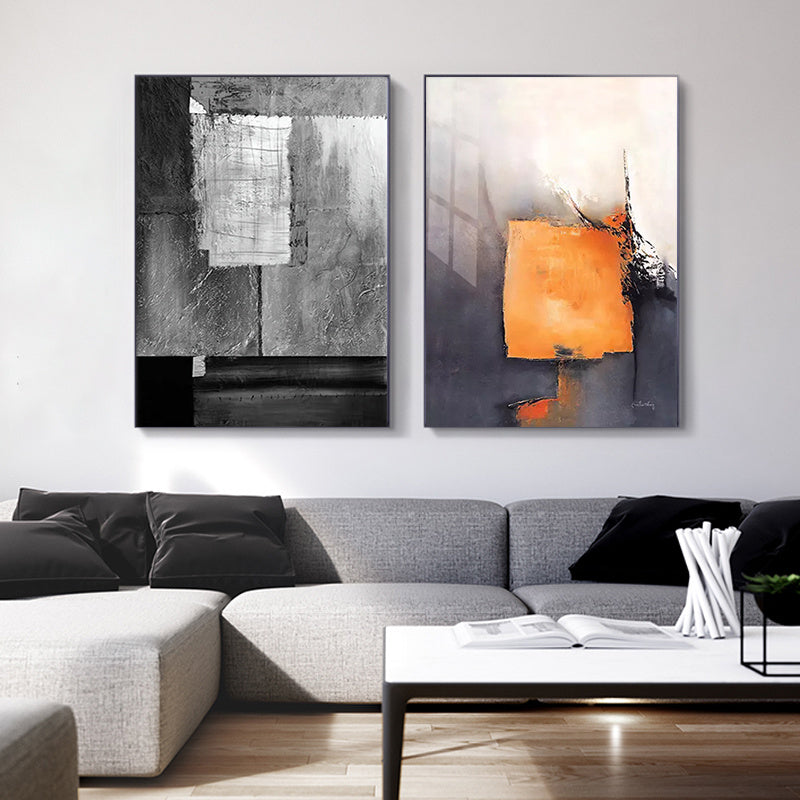 Scandinavian Abstract Gray Wall Art Canvas - Modern Design for Home Decor