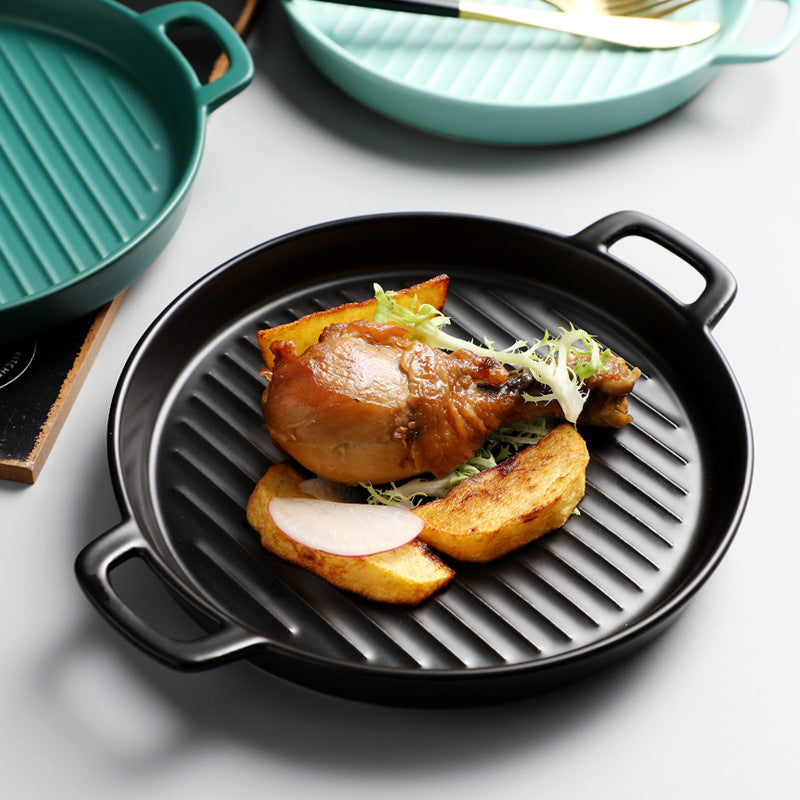 Ceramic Serving Plate with Handles - Versatile Design