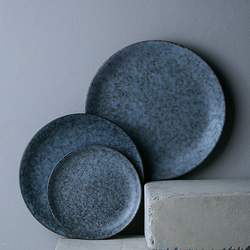 Industrial Style Deep Ceramic Plates - Concrete Effect