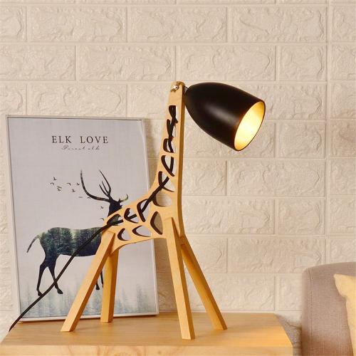 Giraffe Wooden Children's Room Desk Lamp – LED, Colorful & Fun