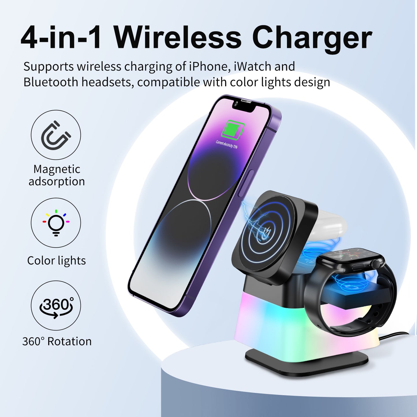 4-in-1 Magnetic Wireless Charger with Night Light